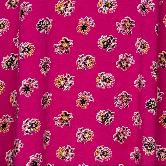 LOFT Ann Taylor Pink Floral Flutter Sleeve V-Neck Dress Women’s Size Medium - Picture 3 of 8